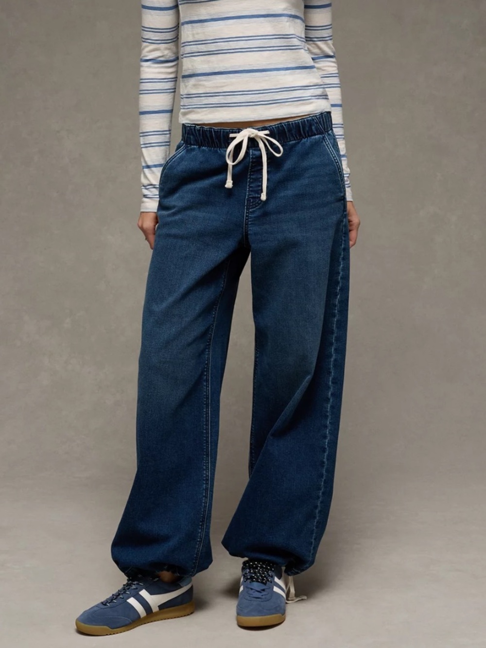 AE Cozy Low Rise Dreamy Drape Convertible Baggy Wide Leg Jogger size XS